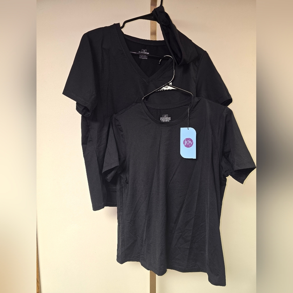 NWT Joy Collection Cool & Clean Two Performance Tees w/Headband Set
